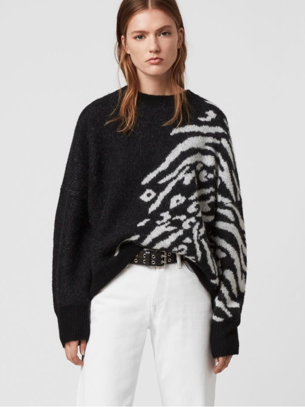AllSaints Karina Jumper Alpaca Wool blend in the Black White